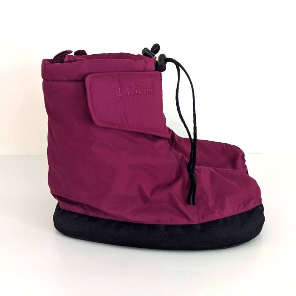L.L. Bean Primaloft Insulated Soft Sole Camp Booties Slippers W's 11.5 Maroon